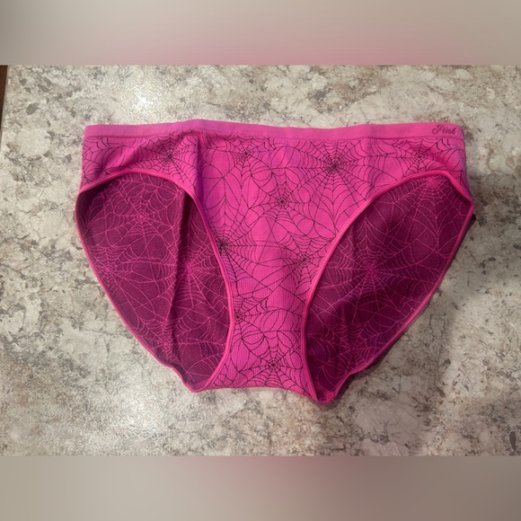 VS PINK Halloween Spiderweb Bikini panty Pink NWT LARGE - Picture 1 of 6